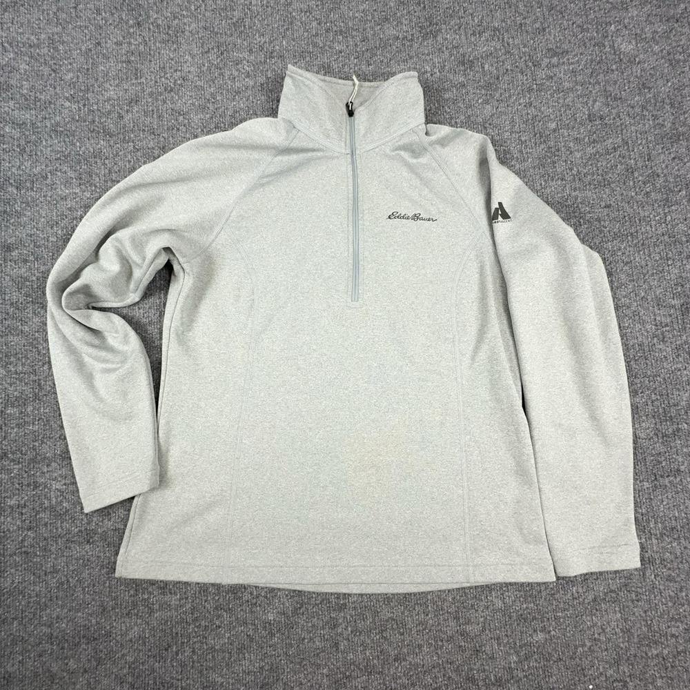 Eddie Bauer Pullover Womens Large Gray First Ascent 1/4 Zip Fleece Hiking